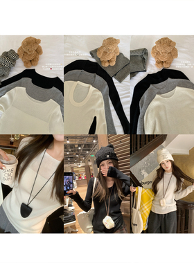 FF BLUE 初雪日记 全毛/羊绒3色质感针织打底衫内搭上衣修身显瘦