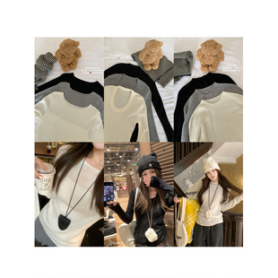 BLUE 内搭上衣修身 初雪日记 羊绒3色质感针织打底衫 显瘦 全毛