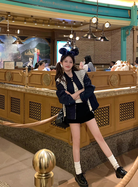 FF BLUE 胡桃夹子 百穿不腻金扣贵气丝绒短裤优雅气质黑色裤子女