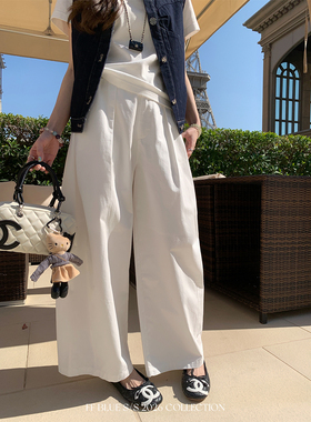 FF BLUE 懒人早春 100棉宽松显瘦百搭长裤女空气感九分阔腿休闲裤