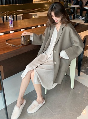 饭小队 限定上架 浅驼色针织内搭连衣裙