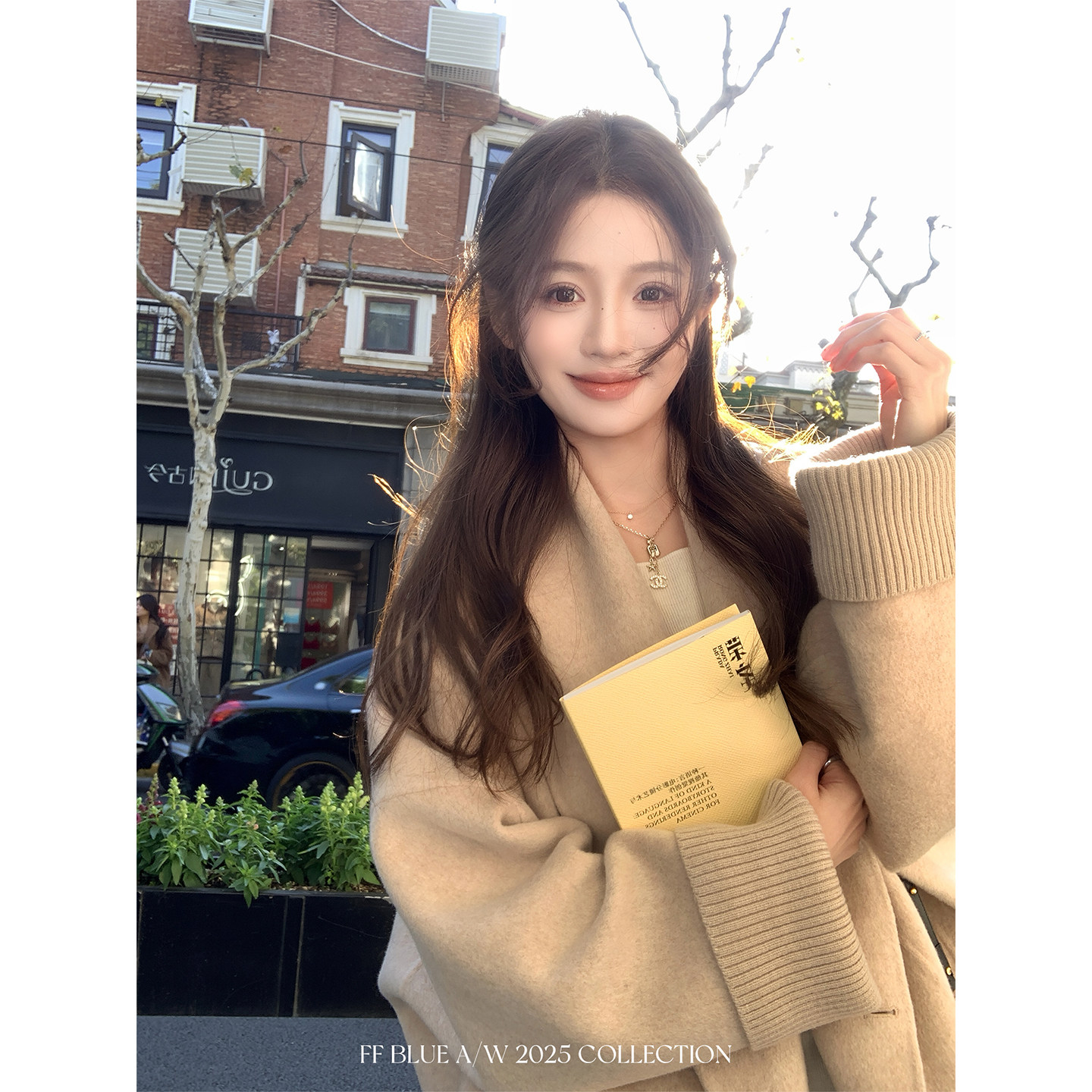 FF BLUE 冬日礼纪 山羊绒90绵羊毛大衣双面呢拼接针织短款外套,女装/女士精品,毛呢外套,淘宝优惠券,粉丝福利购,淘宝优惠卷