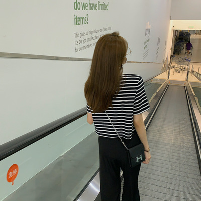 遛弯tee小个子短款条纹