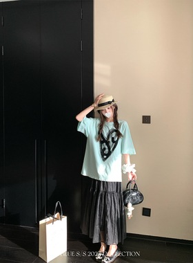 FF BLUE柔光漫纱 两色温柔仙气长款细闪纱裙夏日海边高腰垂感纱裙