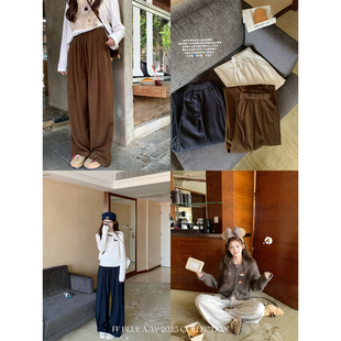 垂感松紧腰百搭长裤 3色仿牛仔宽松廓形休闲裤 入秋懒人裤 BLUE