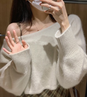 FF BLUE 纯欲风浣熊绒 敲柔顺不扎人毛感燕麦色针织衫坎肩毛衣