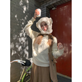 纯棉秋冬两色皇冠麦穗毛衣秋冬外穿套头针织衫 牛奶布蕾 BLUE