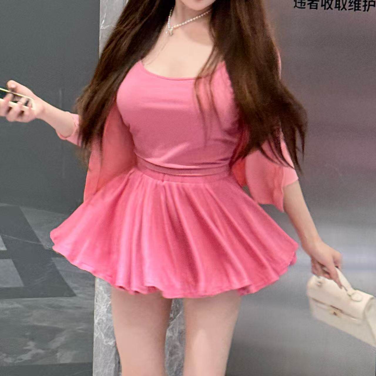 【多巴胺春夏】8888#修身百搭开衫美背裙子套装