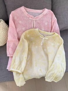 清凉感宽松舒适减龄 国风苎麻上衣刺绣烧花夏季 2026新款 新中式