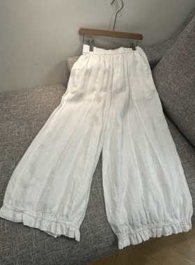 新款亚麻裤裤九分宽松休闲裤夏季清凉透气裤脚设计感长裤宽松显瘦