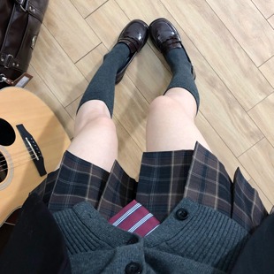 神仙club 小栗JK格裙 棕色格短裙JK裙JK制服百褶裙格子裙百搭秋冬