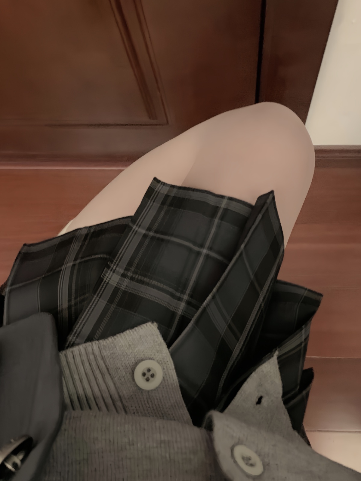 灰色笔记格裙原创JK制服格裙