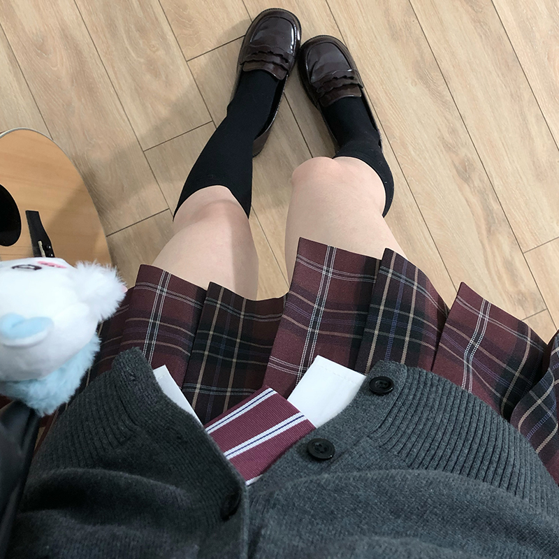 墨染格裙原创jk制服红格裙