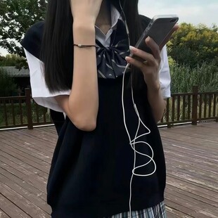 JK马甲原创日系一粒扣针织毛衣秋冬甜美学院背心叠穿 神仙club