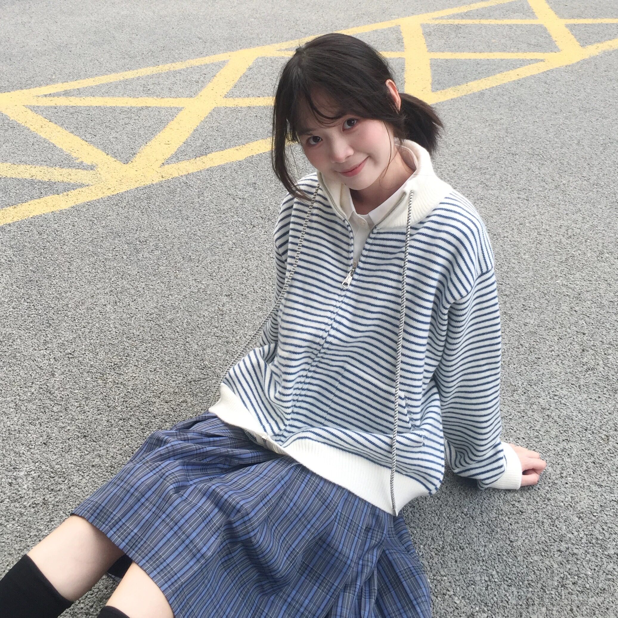 神仙club JK卫衣毛衣 立领条纹外套学生党日系休闲宽松连帽上衣女