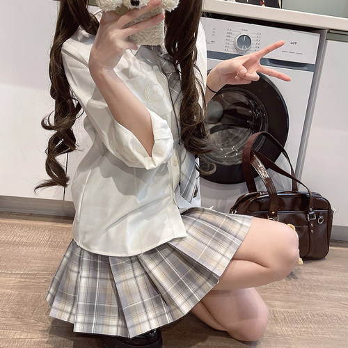 白皇后格裙原创JK制服贵族灰