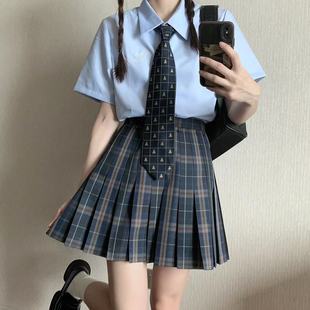 神仙club 短袖 jk衬衫 原创朝思暮想白蓝色日系刺绣制服夏衬衣女