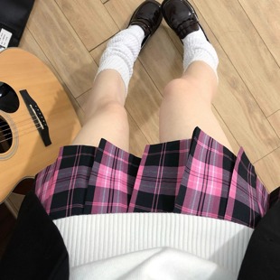 神仙club 湘梅格裙 jk制服格子裙  原创粉格 短裙JK格裙