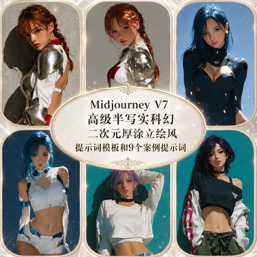 Midjourney二次元街头动漫角色提示词AI绘画prompt咒语niji7指令