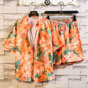 短袖 男装 速干衣服海边旅行穿搭情侣夏装 夏季 短裤 男士 薄款 沙滩套装