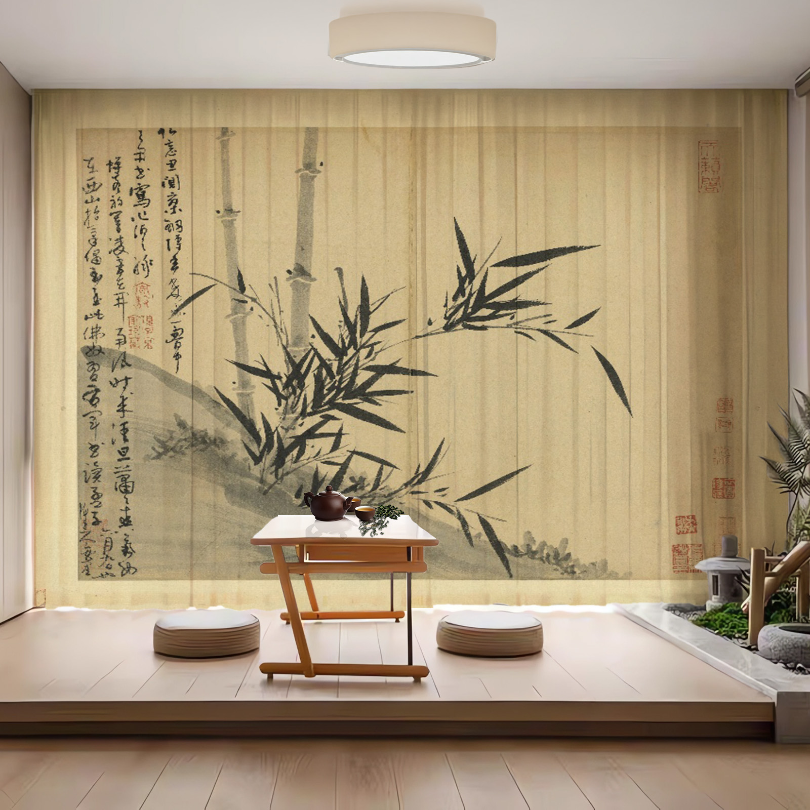 新中式古风竹子定制窗帘书房茶室