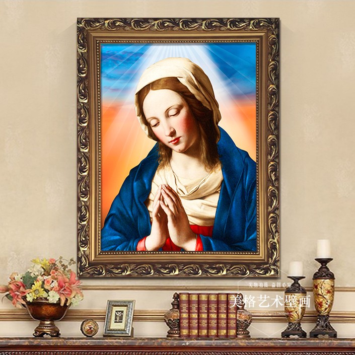 圣母心像基督徒天主走廊客厅装饰画