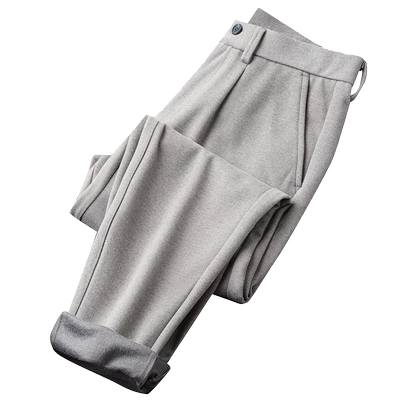 垂感浅灰色毛呢秋冬商务休闲裤子