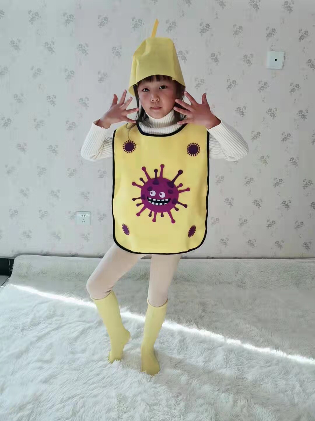 抗疫病毒表演服细菌衣服儿童细菌冠细菌状病毒幼儿园童话剧演出服
