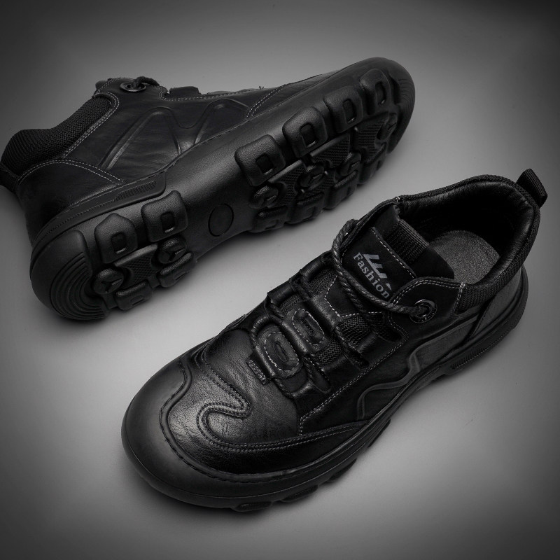 秋冬运动休闲鞋真皮皮面防水男鞋