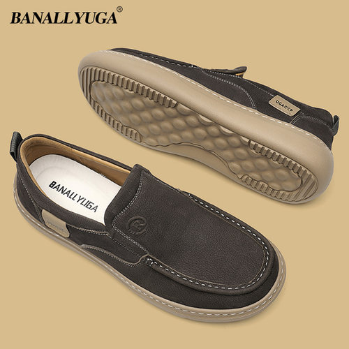 真皮头层牛皮轻便套脚男士休闲鞋