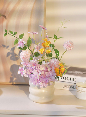 《紫韵》原创插花艺假花仿真花客厅摆设餐桌装饰绢花插花摆件简约