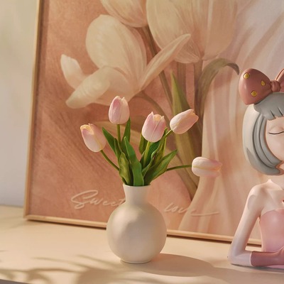 《PU郁金香》假花仿真花客厅摆设餐桌装饰干花塑料室内插花艺摆件