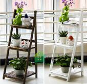 架子地中海实木时尚 田园风格 花架阳台架置物架折叠多肉架 欧式 韩式