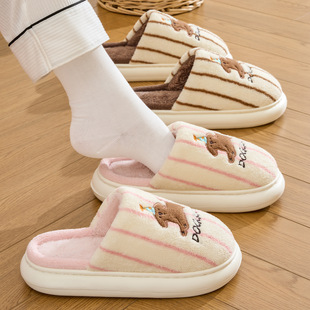 洁丽雅棉拖鞋不掉毛女款可爱情侣室内防滑棉拖百搭毛毛拖鞋好看