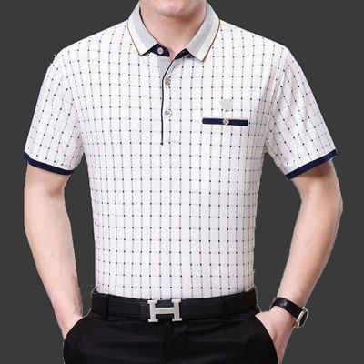 全棉彩色条纹商务短袖t恤新品