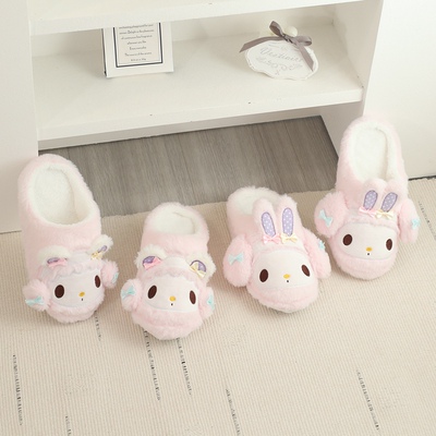 冬季保暖防滑女卡通毛绒棉拖