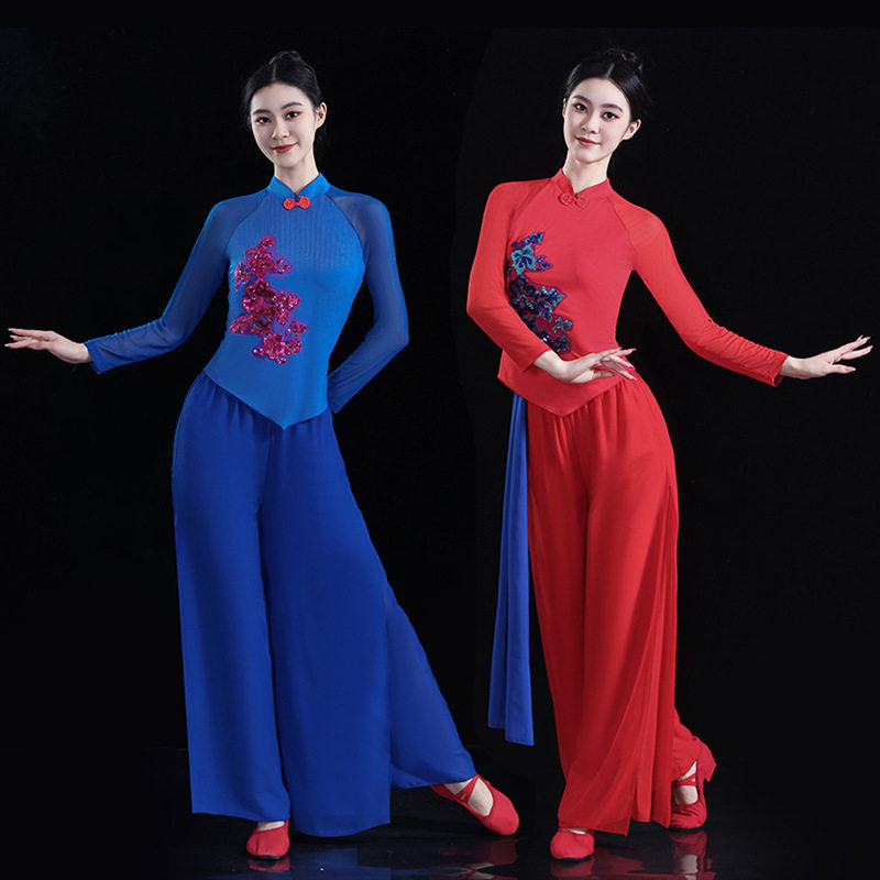 春英广场舞服装绿水青山斗笠舞演出服新款腰鼓秧歌舞蹈服飘带裤子