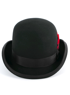 1211号纯羊毛高档时尚Derby德比Bowlerhat礼帽男女士黑色圆顶帽子