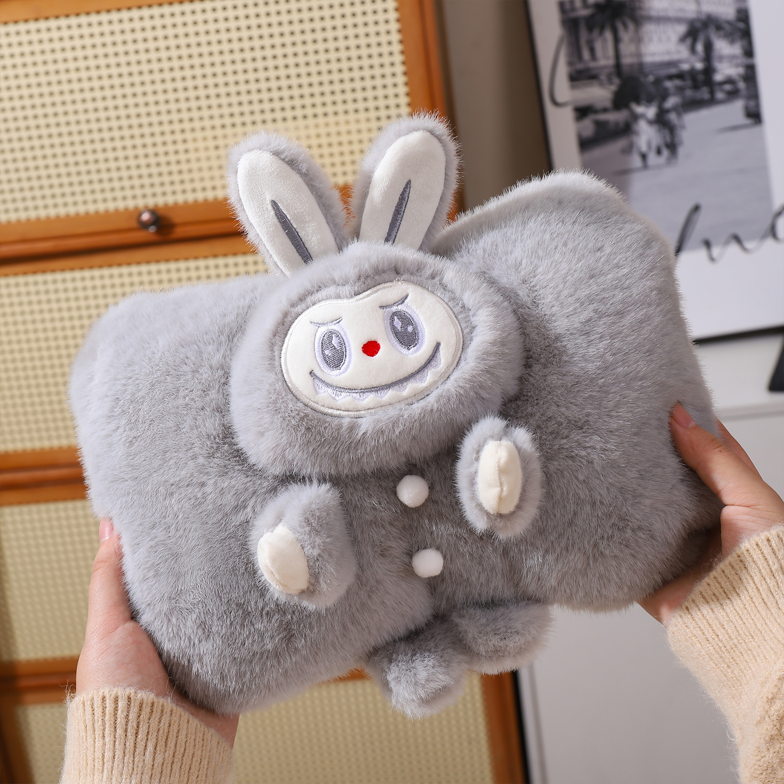 卡通兔子毛绒充电防爆暖手宝