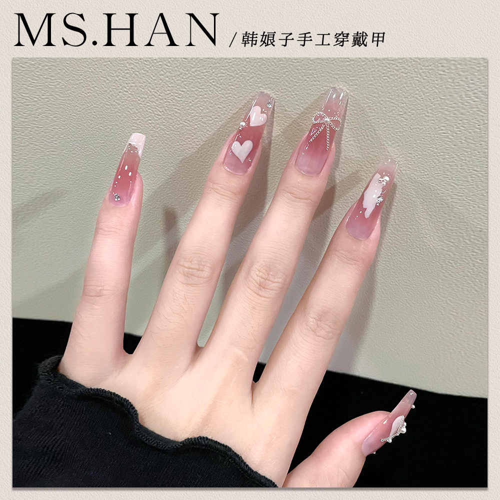 【韩娘子】纯手工穿戴甲可拆卸美甲ins风蝴蝶法式秋冬温柔显白