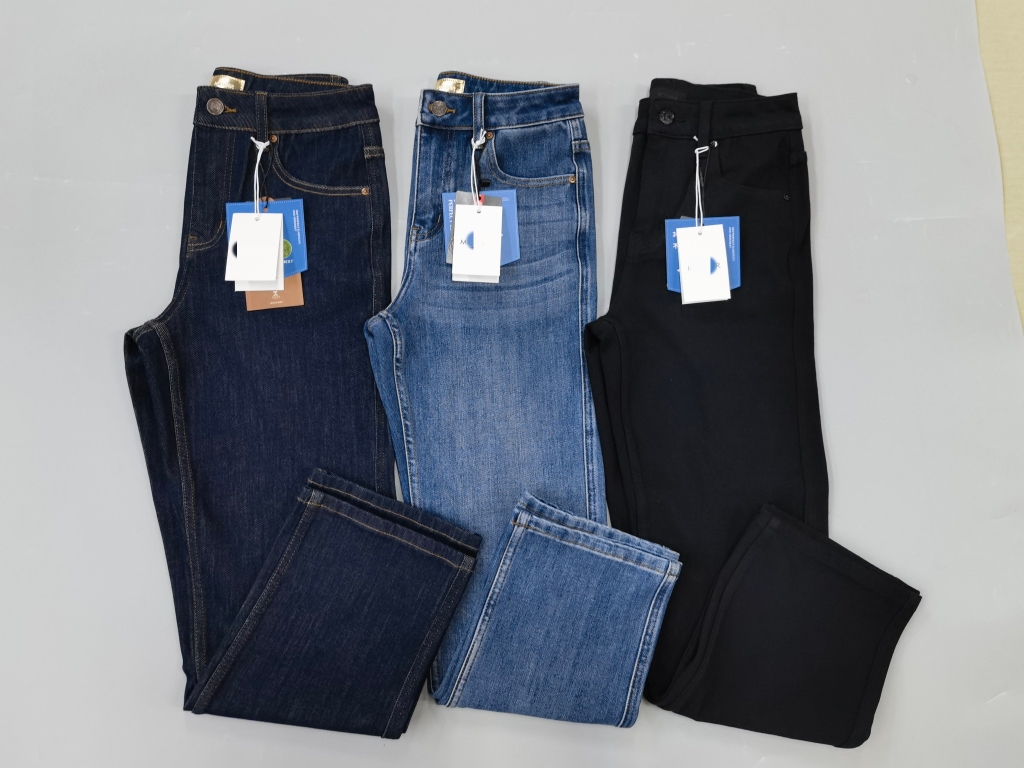 欧美中高腰四面弹修身烟管裤 弹力小直筒牛仔裤 显瘦九分裤法棍裤