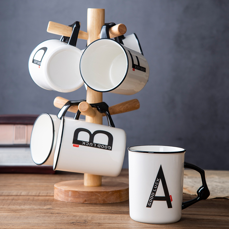 英文字母杯abcd识别杯 无把杯牛奶杯 陶瓷早餐杯咖啡杯茶杯开水杯