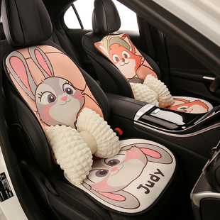 汽车坐垫冬季毛绒卡通座垫保暖加绒加厚座椅套新款可爱单个座套女