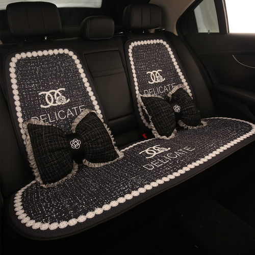 汽车坐垫四季通用冬季座垫车内小香风座椅套山茶花女神座套高级感