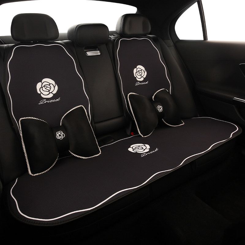 山茶花汽车坐垫四季通用2025新款座椅套车载座垫车垫淑女神高级感