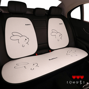 汽车坐垫四季通用秋冬季亚麻座垫可爱半包座椅套新款高级感座套女