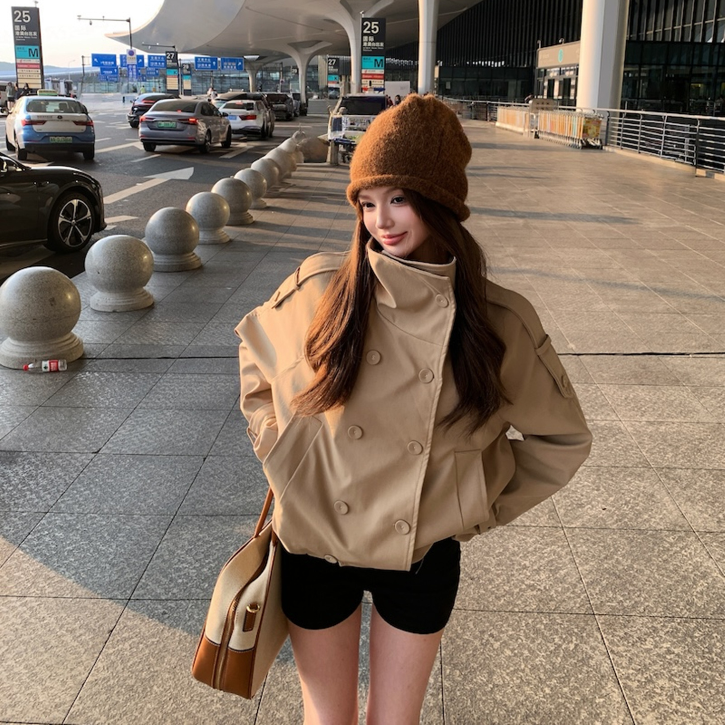 英伦风立领短款风衣女秋开衫外套