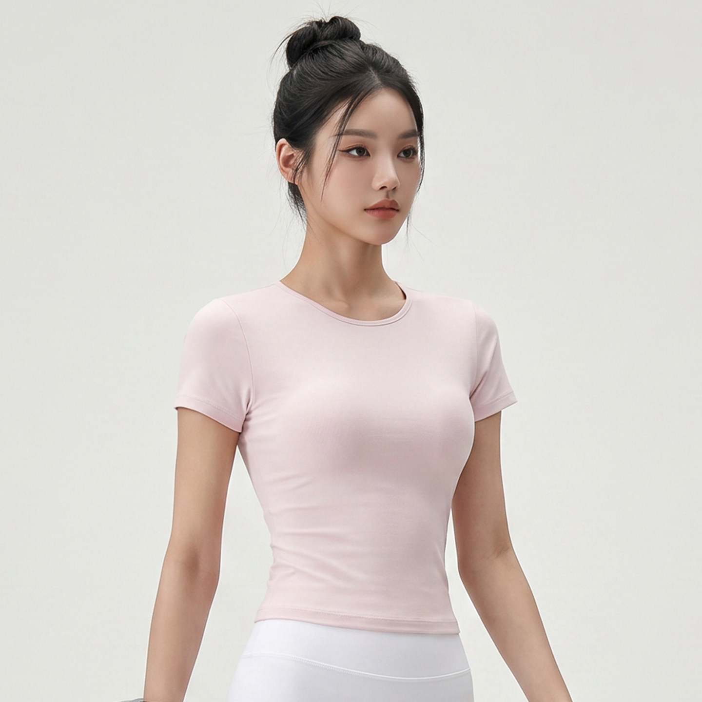 速干透气瑜伽服运动短袖夏跑步训练上衣修身正肩普拉提健身服T恤