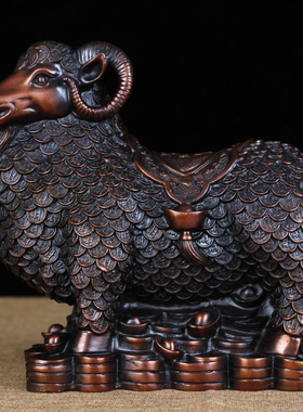 铜艺铺纯铜万福羊摆件金钱羊招财居家饰品摆设生肖羊铜制工艺品