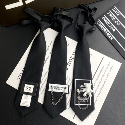 原创学生领带女黑色jk学院风痞帅